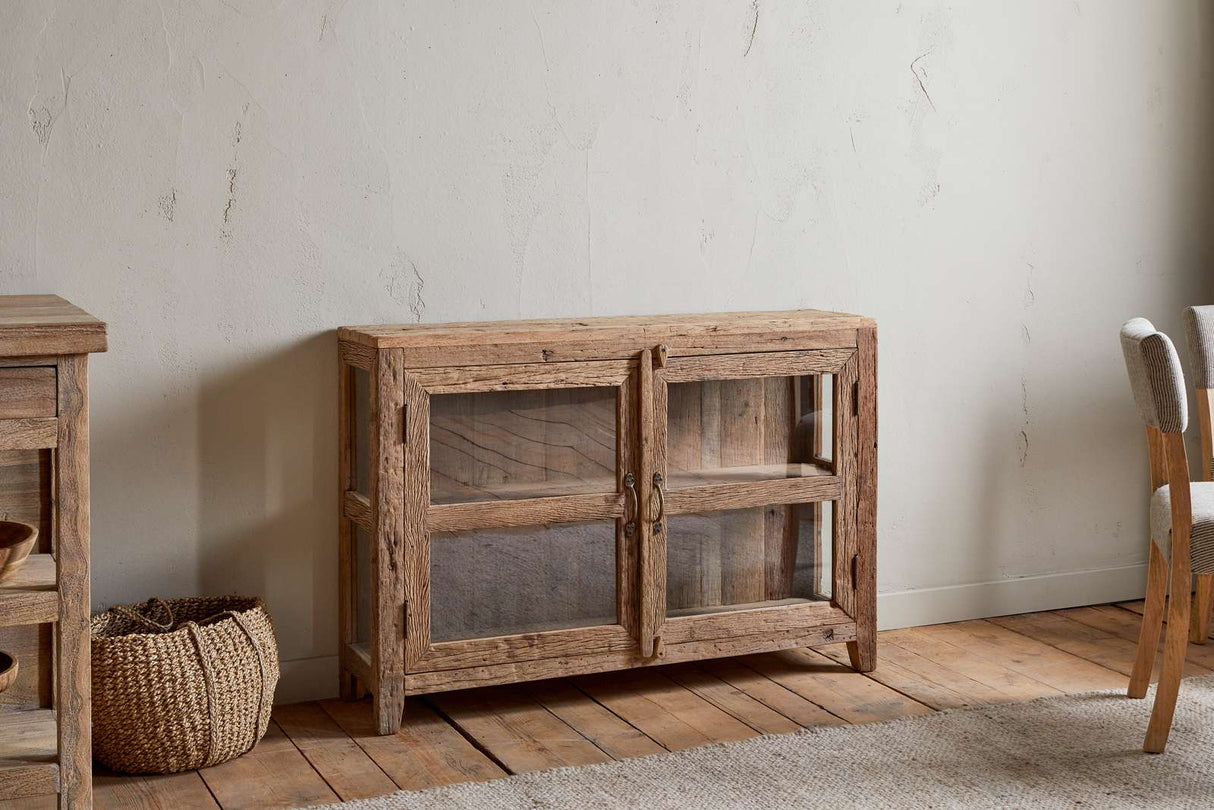 Nkuku Ibo Reclaimed Wood & Glass Sideboard Natural