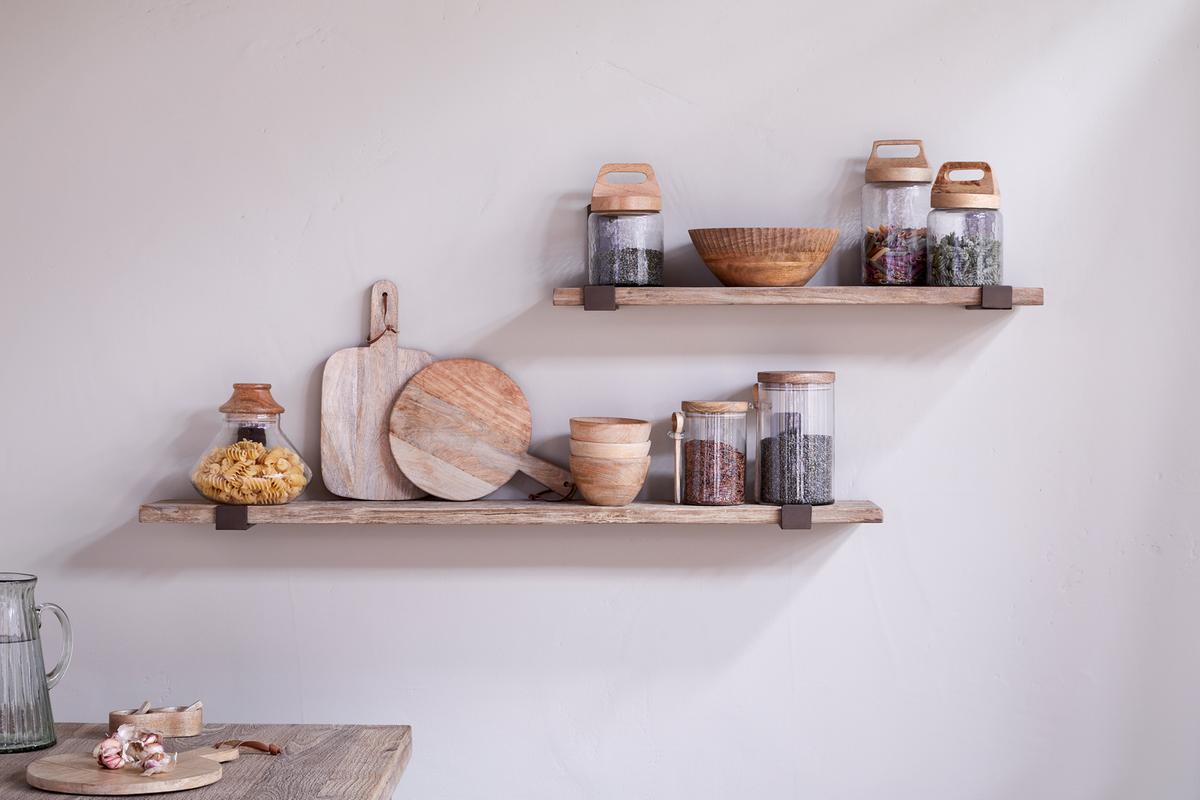 Nkuku Ibo Reclaimed Wood & Iron Shelf Natural Small
