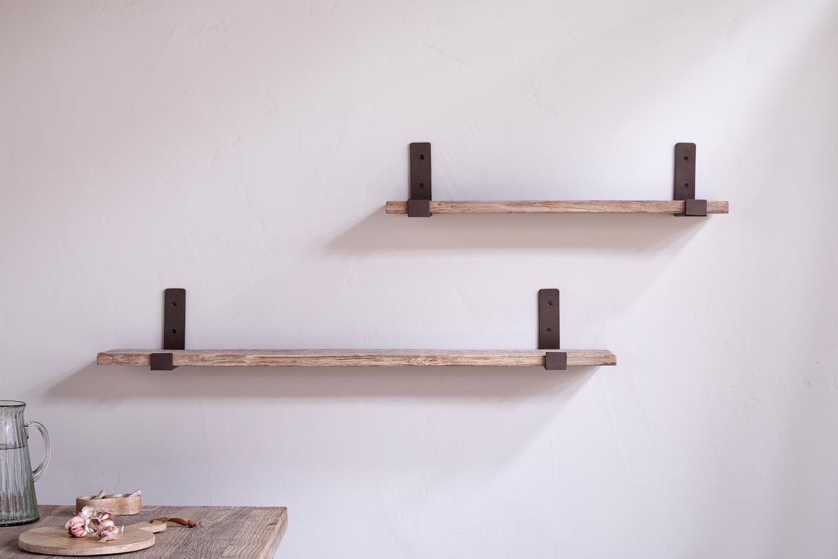 Nkuku Ibo Reclaimed Wood & Iron Shelf Natural Small
