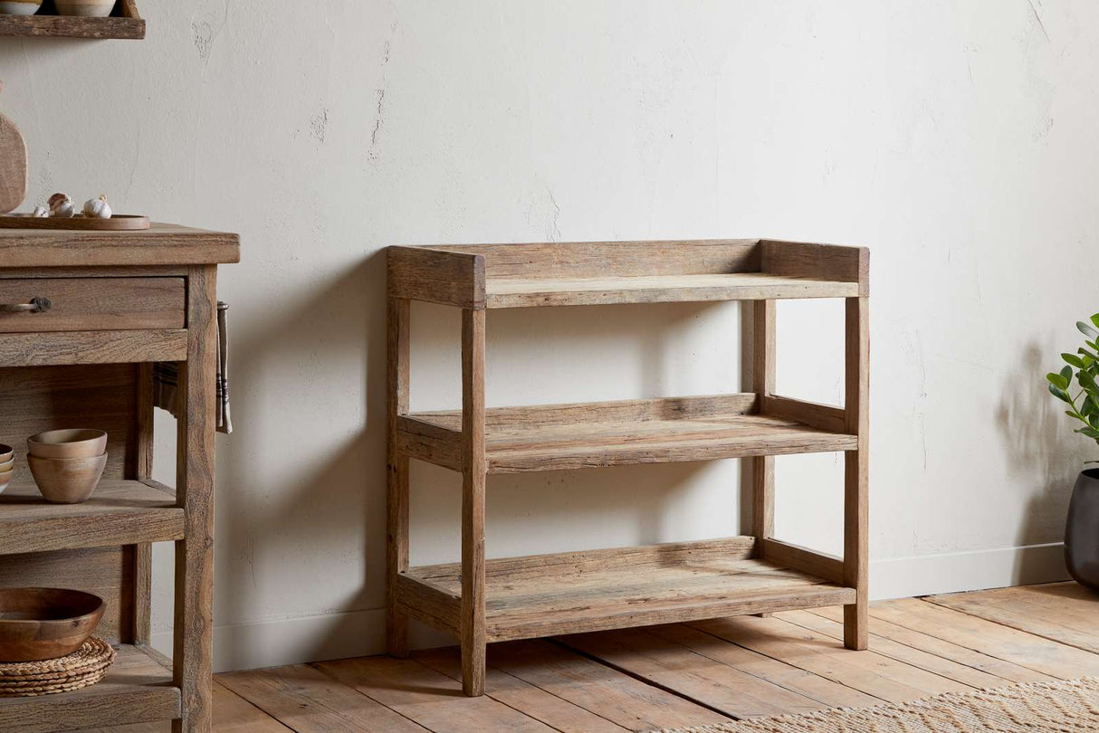 Nkuku Ibo Reclaimed Wood Pantry Standing Shelves Natural