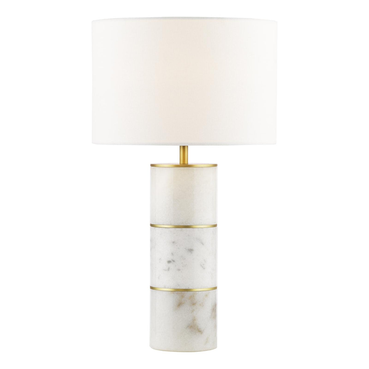 Dar Ishana Table Lamp Marble and Matt Antique Brass With Shade