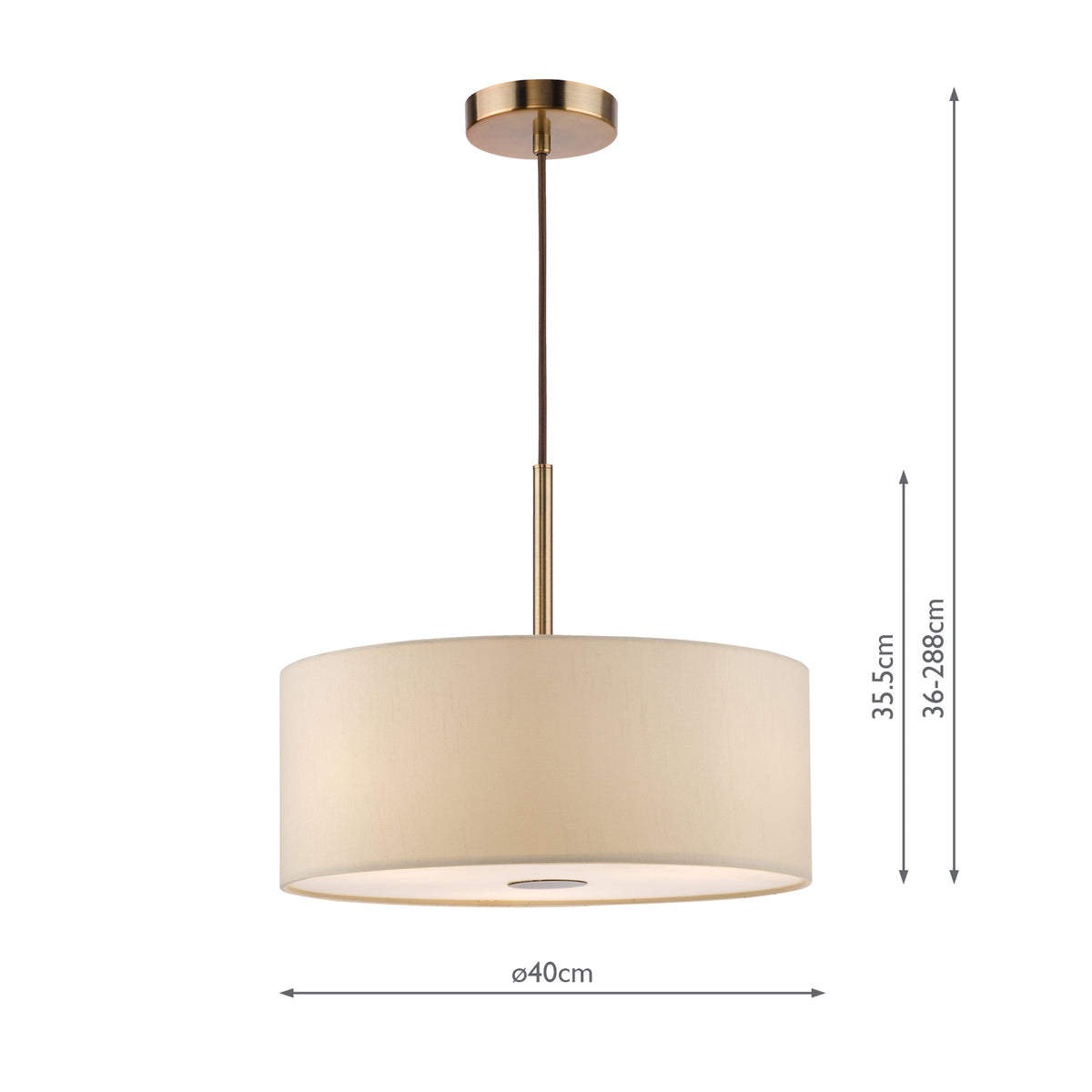 Dar Isla 3 Light Pendant Antique Bronze and Ecru Shade 40cm