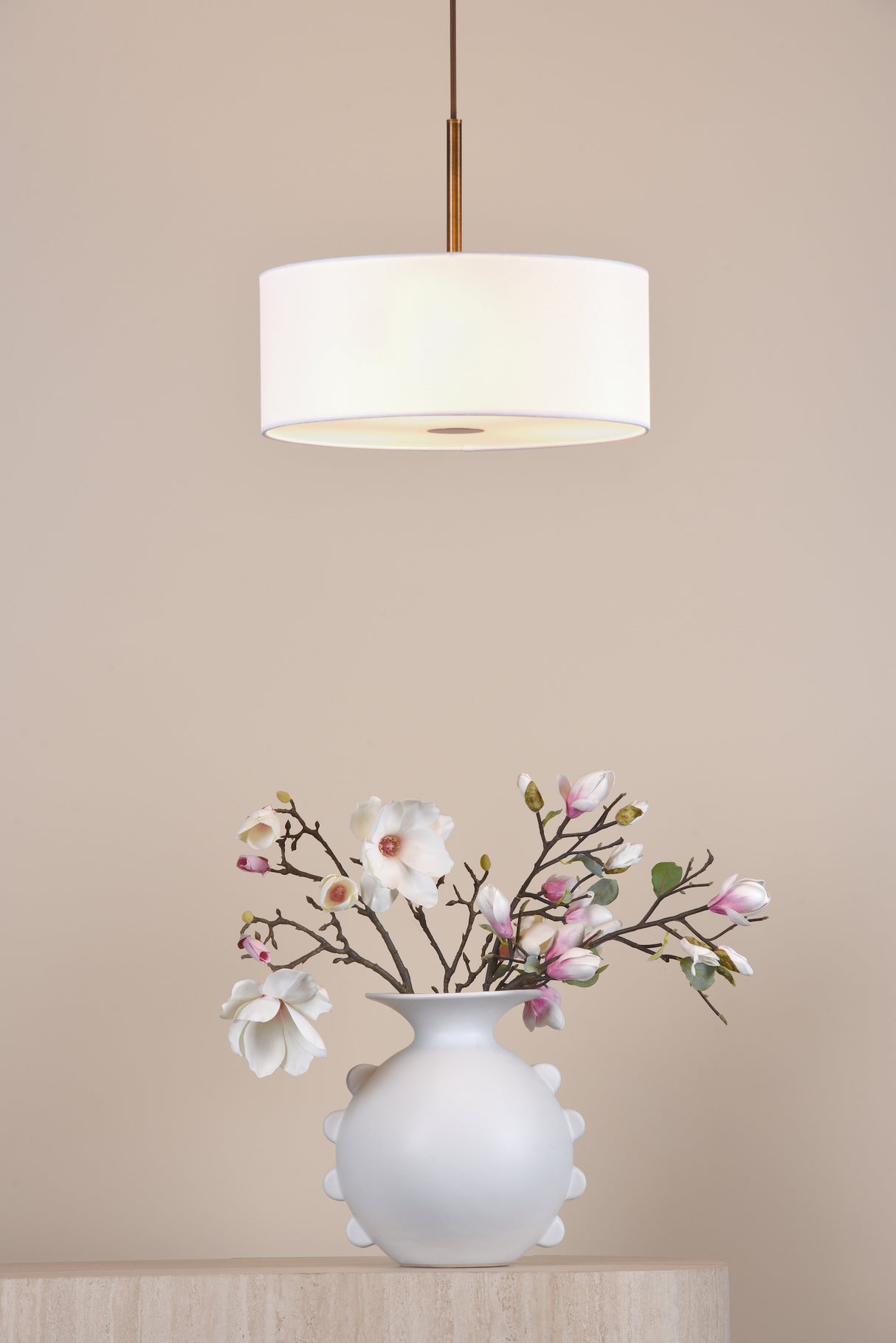 Dar Isla 3 Light Pendant Antique Bronze and Ivory Shade 40cm
