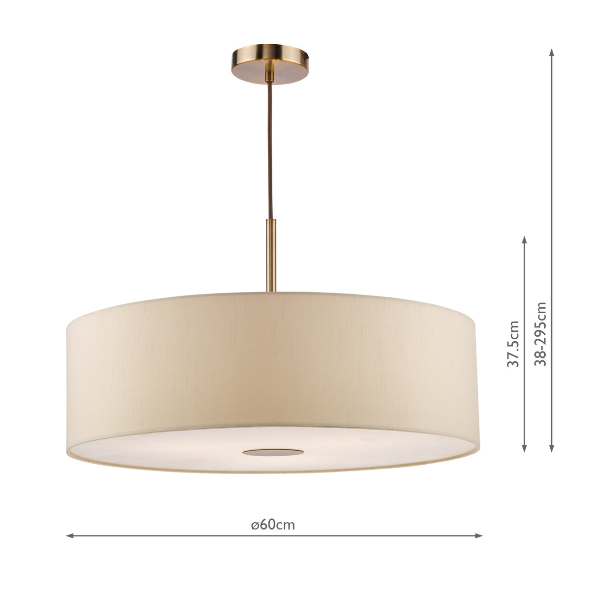 Dar Isla 3 Light Pendant Antique Bronze and Ecru Shade 60cm
