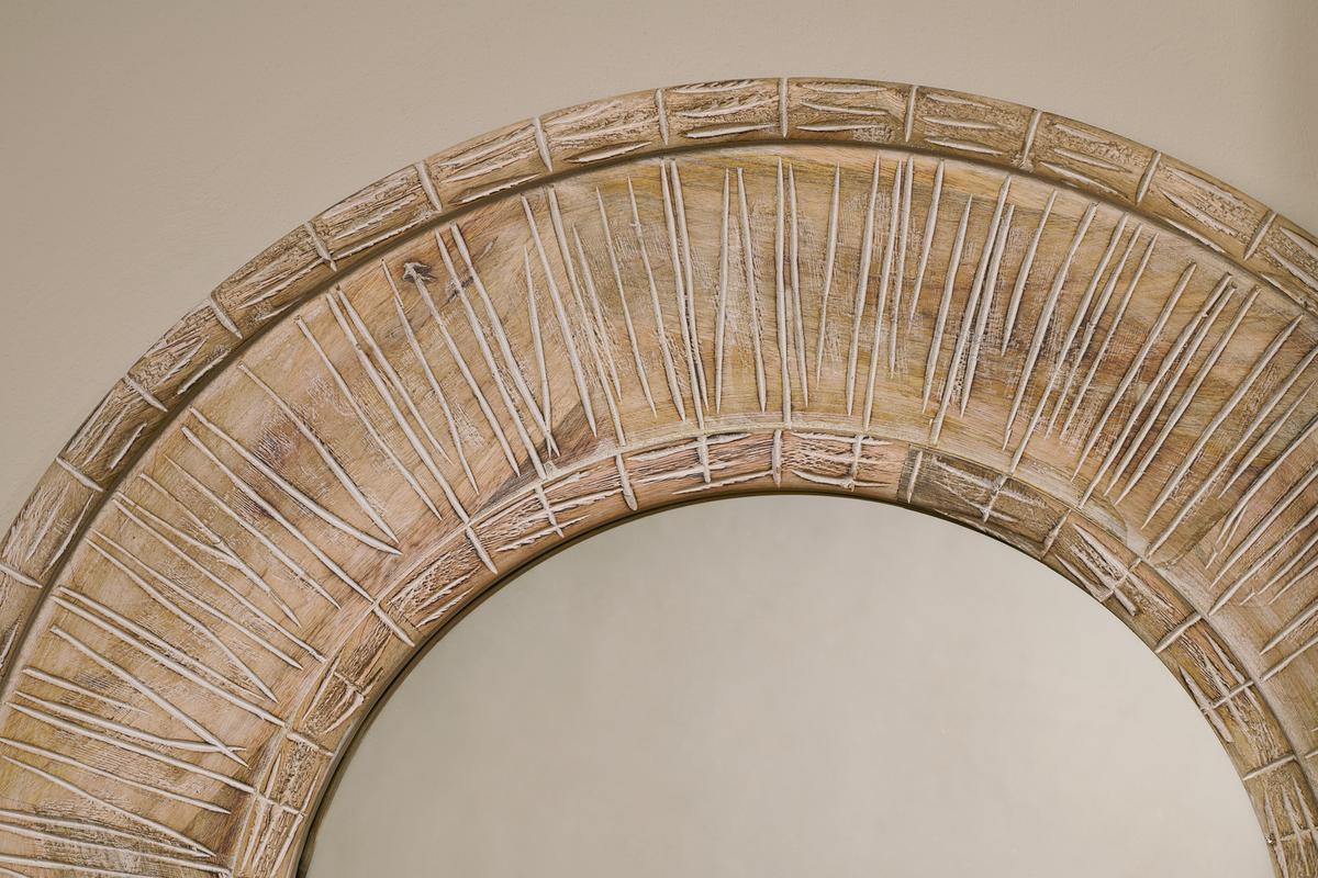 Nkuku Itwa Mango Wood Carved Mirror Natural