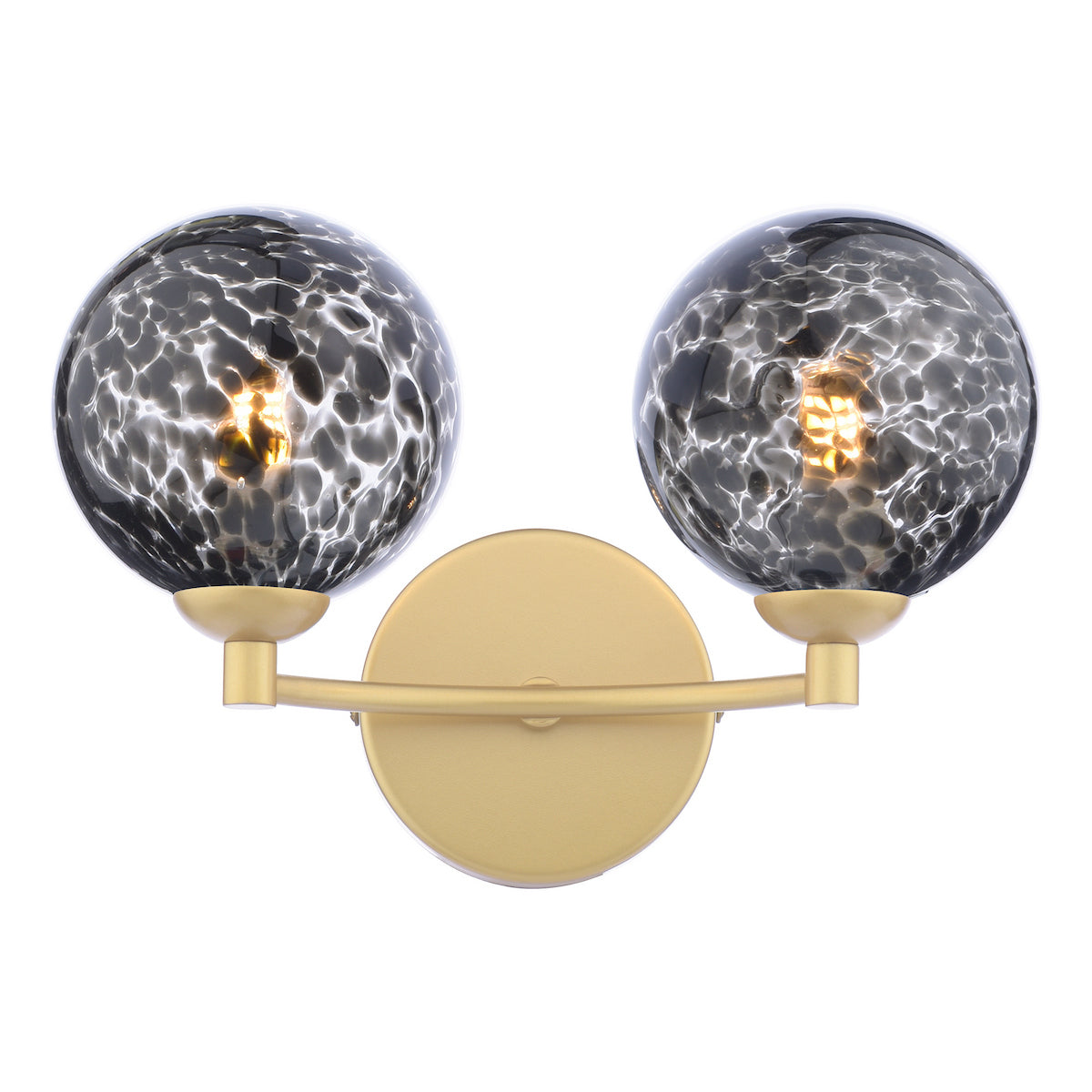 Dar Izzy 2 Light Wall Light Polished Gold and Black Confetti Glass