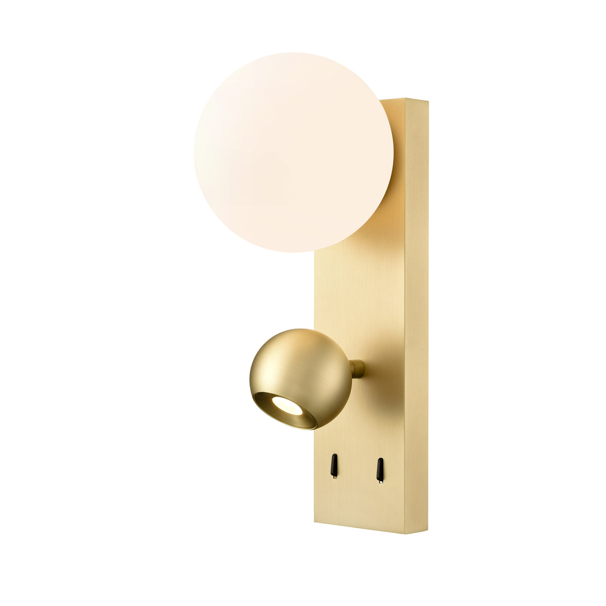 Franklite Iris Wall Light with Opal Glass Sphere Satin Brass