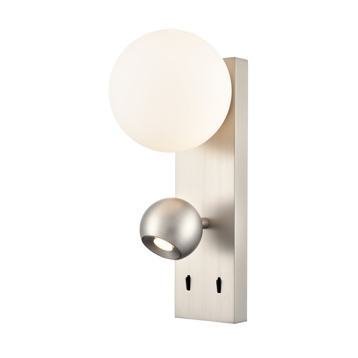 Franklite Iris Wall Light with Opal Glass Sphere Satin Nickel