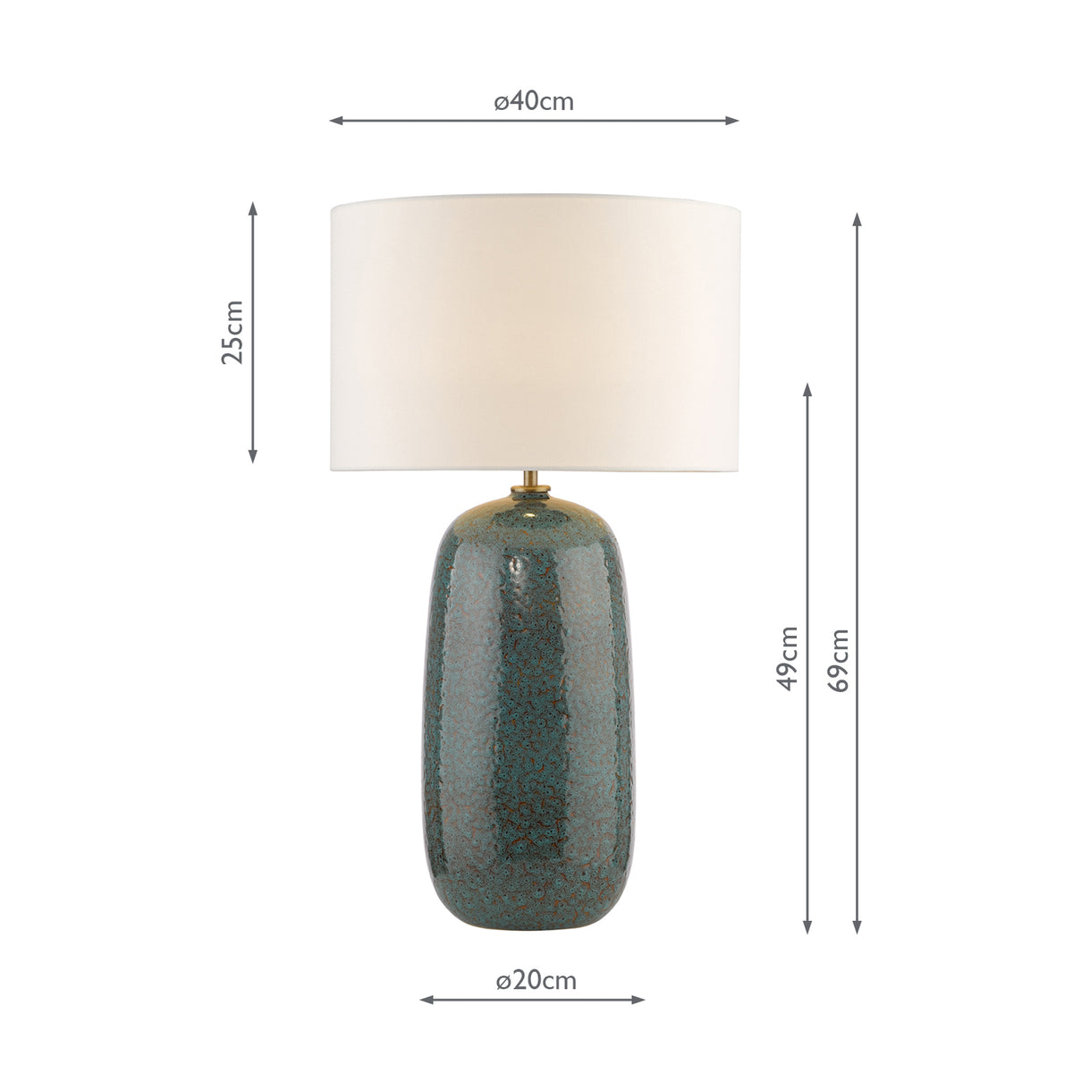 Dar Jadis Table Lamp Blue Ceramic With Ivory Linen Shade