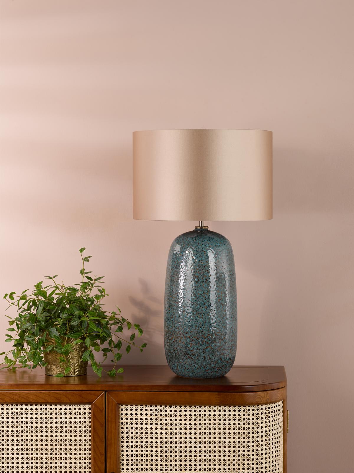 Dar Jadis Table Lamp Blue Ceramic and Antique Brass Base Only