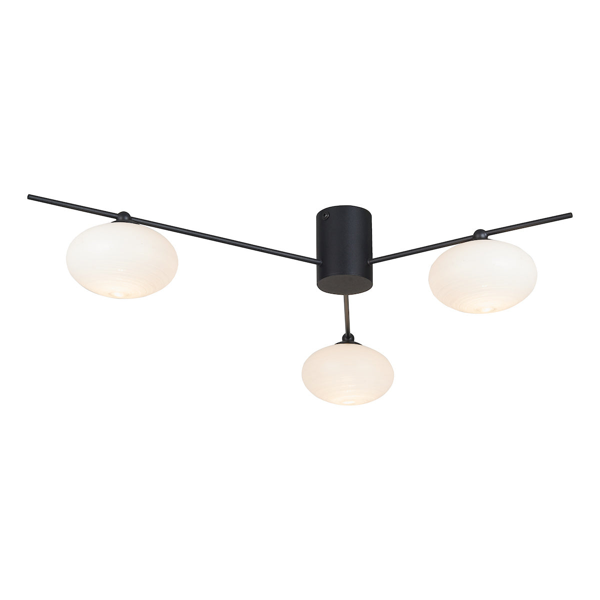 Dar Jasper 3 Light Semi Flush Matt Black Opal glass