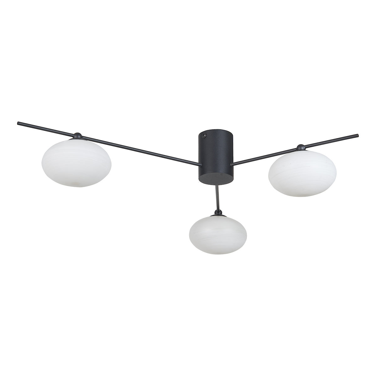 Dar Jasper 3 Light Semi Flush Matt Black Opal glass