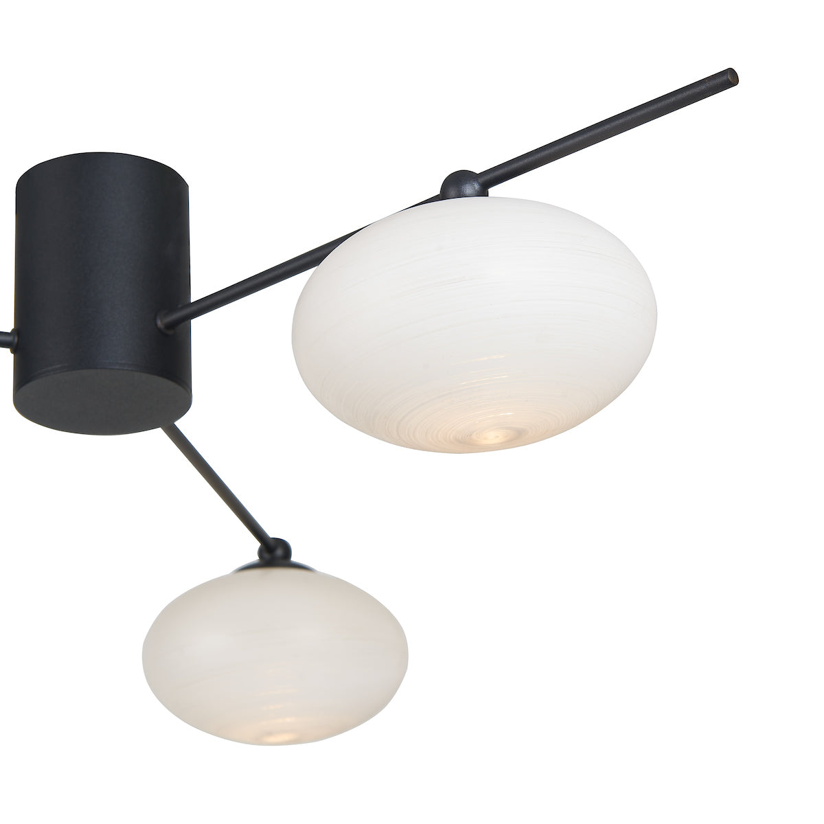 Dar Jasper 3 Light Semi Flush Matt Black Opal glass
