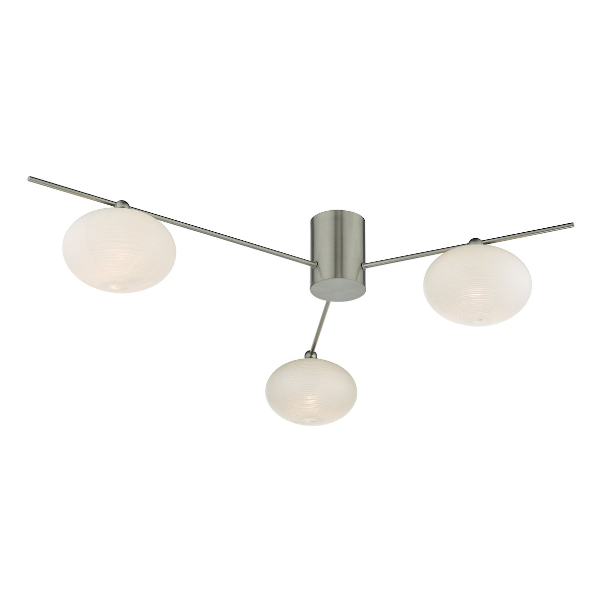 Dar Jasper 3 Light Semi Flush Satin Nickel Opal glass