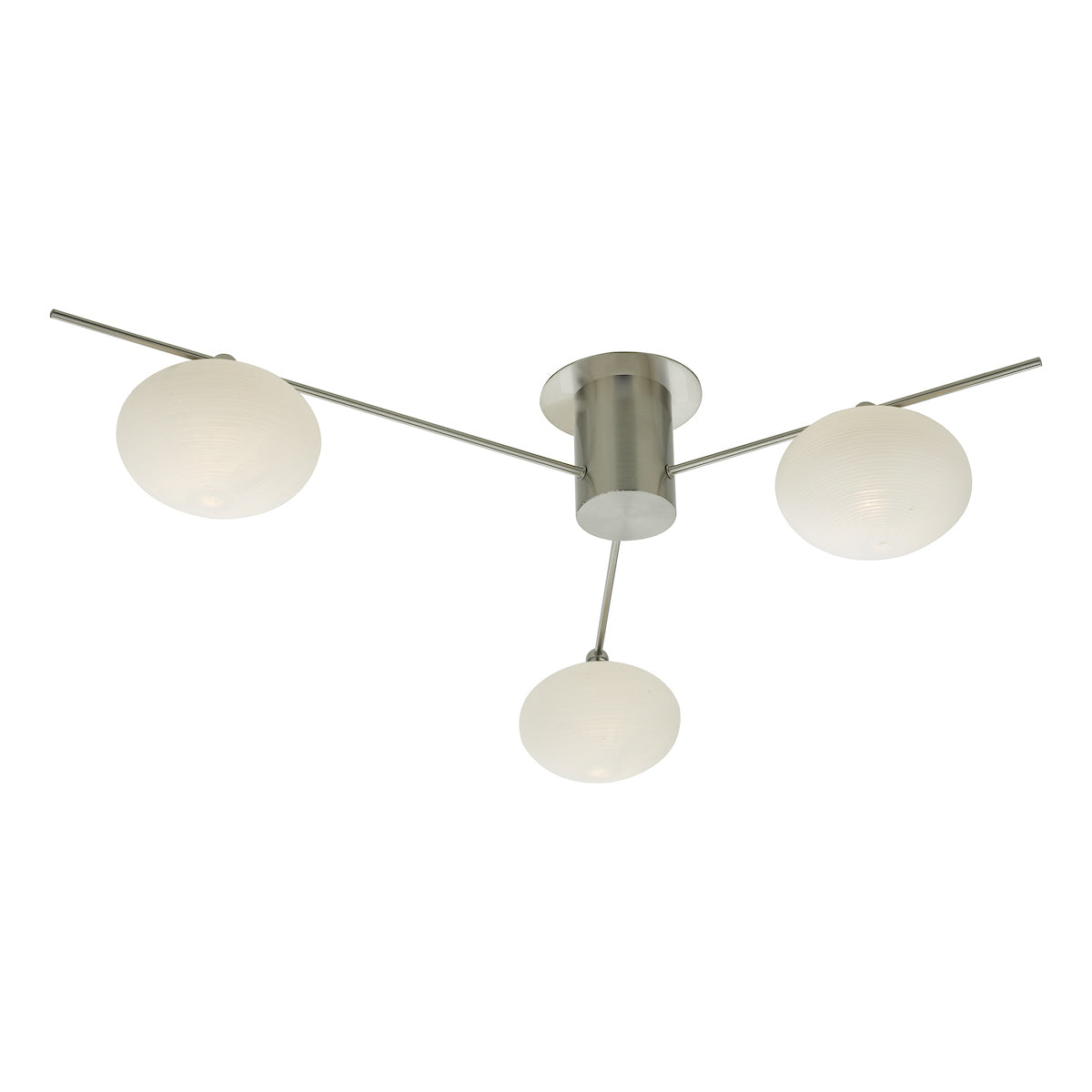 Dar Jasper 3 Light Semi Flush Satin Nickel Opal glass