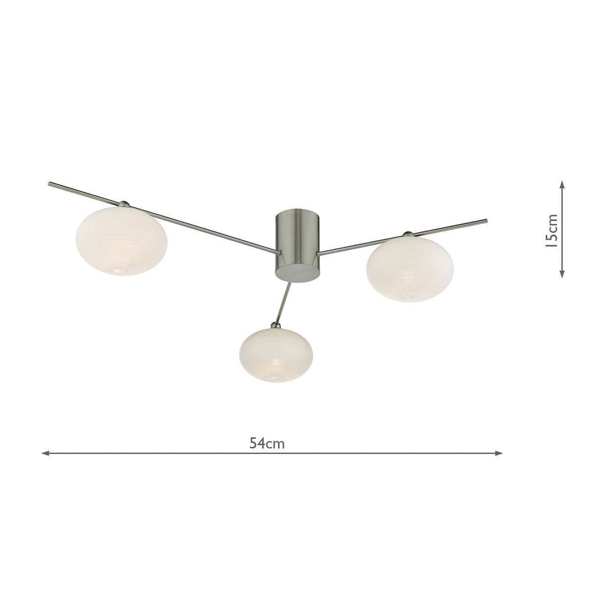 Dar Jasper 3 Light Semi Flush Satin Nickel Opal glass