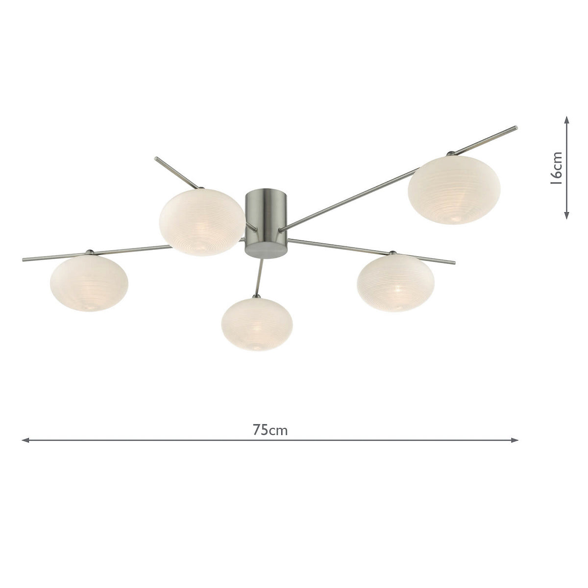 Dar Jasper 5 Light Semi Flush Satin Nickel