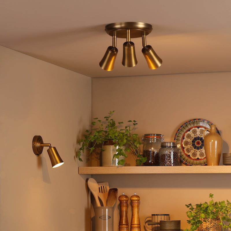Dar Jedrek 3 Light Single Spotlight Aged Brass