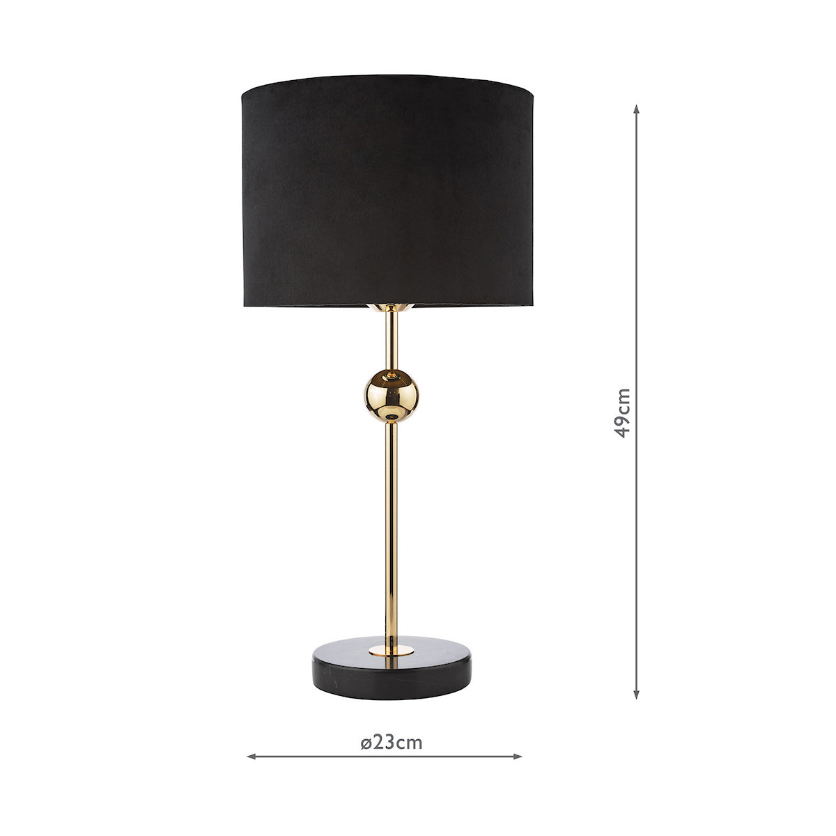 Dar Jillian Table Lamp Marble and Polished Gold With Shade