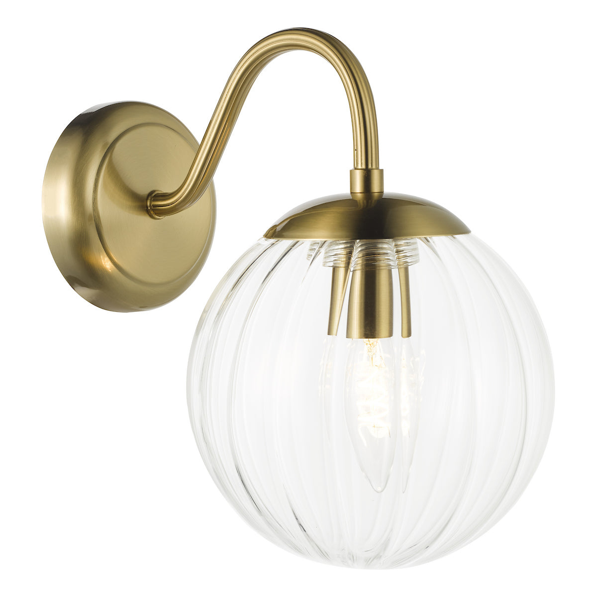 Dar Jocelyn Wall Light Natural Brass and Glass