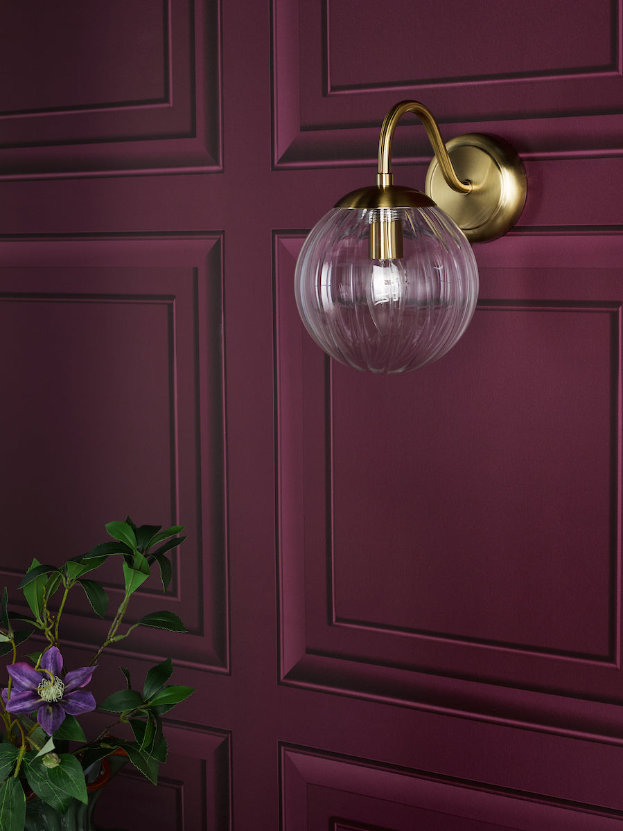 Dar Jocelyn Wall Light Natural Brass and Glass