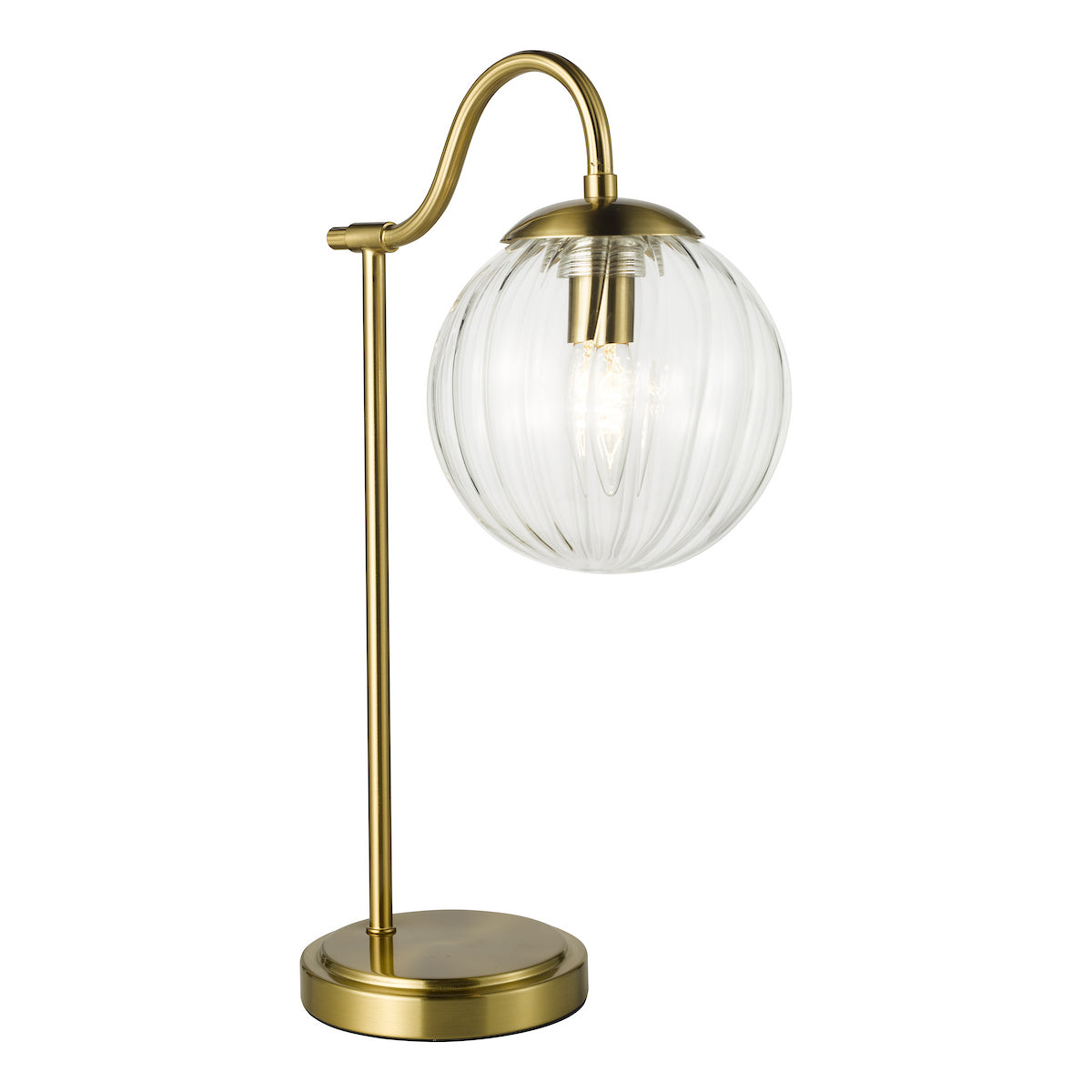 Dar Jocelyn Table Lamp Natural Brass and Glass