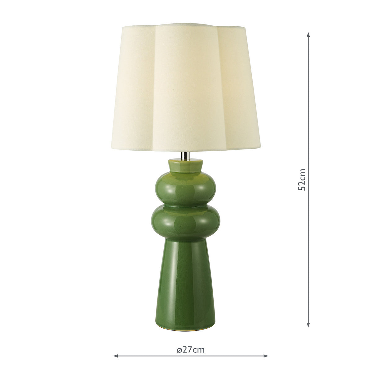 Dar Jordana Table Lamp Green and Polished Chrome With Shade