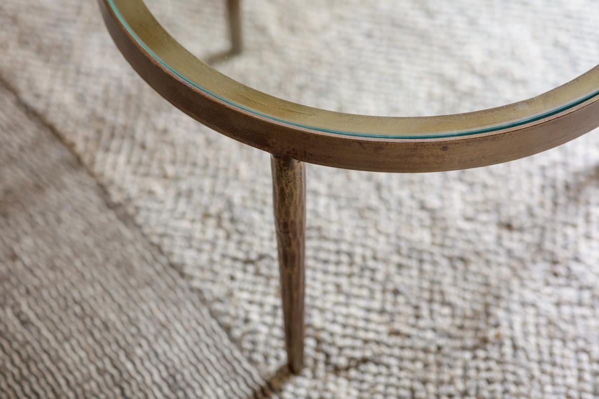 Nkuku Jiya Iron & Glass Nested Coffee Tables Brass