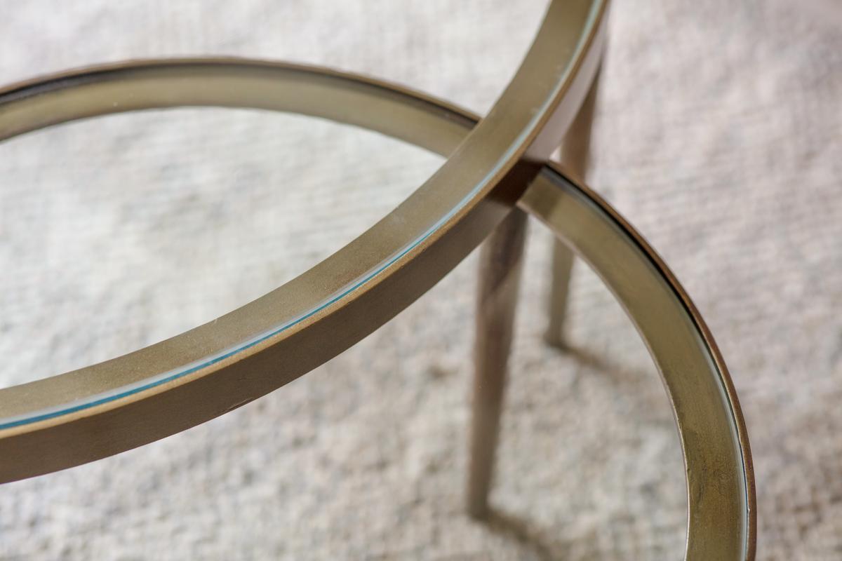 Nkuku Jiya Iron & Glass Nested Coffee Tables Brass