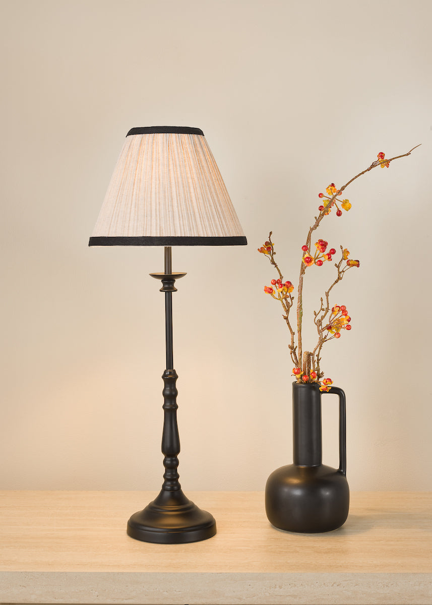 Dar Judy Table Lamp Satin Black With Shade