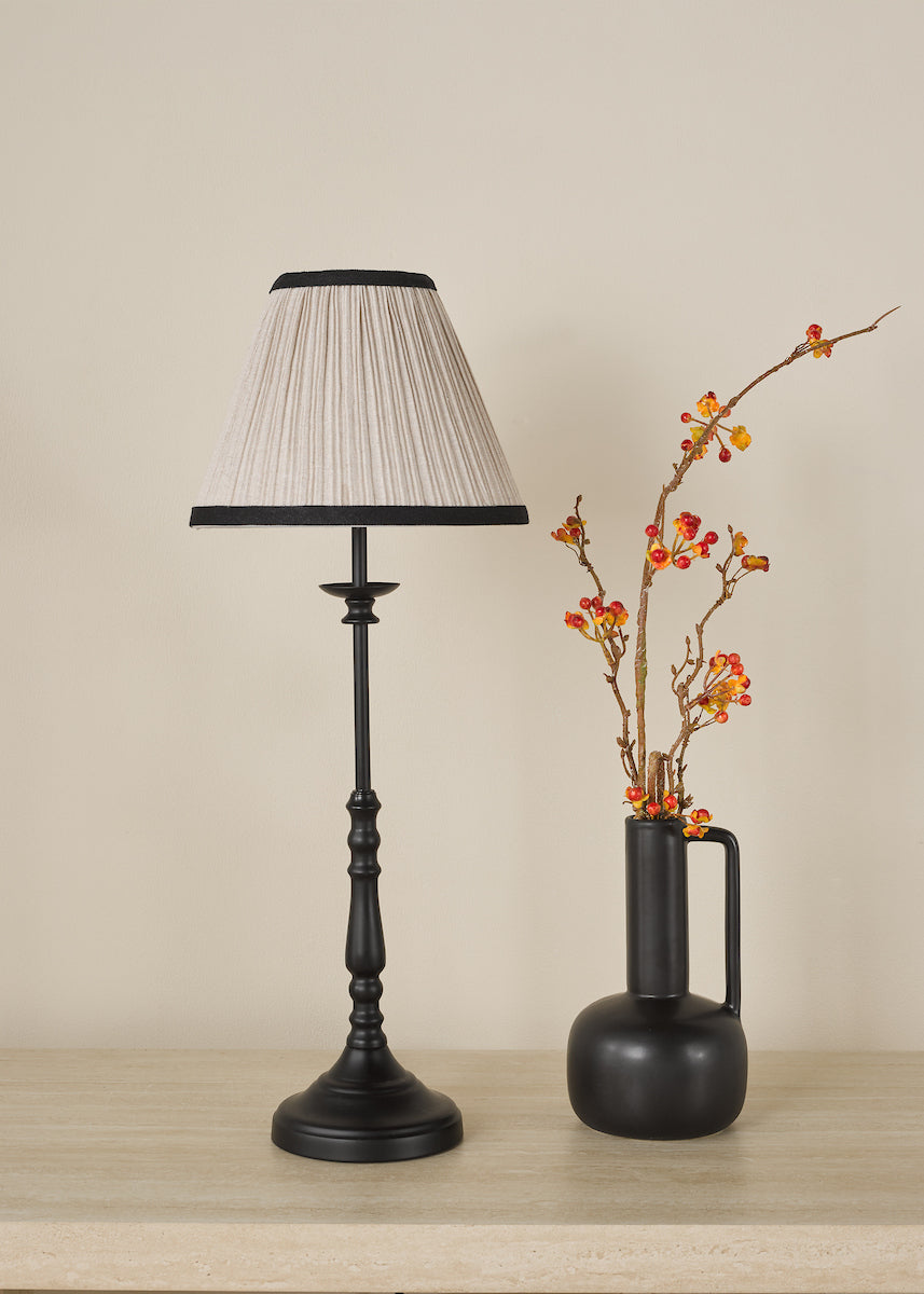 Dar Judy Table Lamp Satin Black With Shade