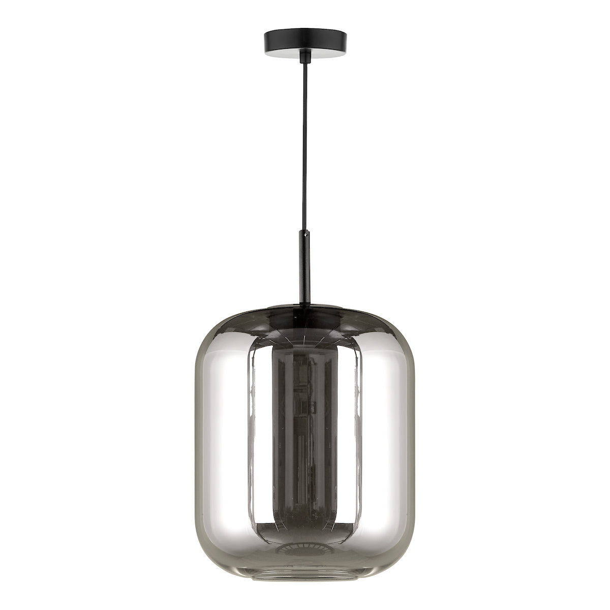Dar Jurek Pendant Satin Black and Smoked Glass LED