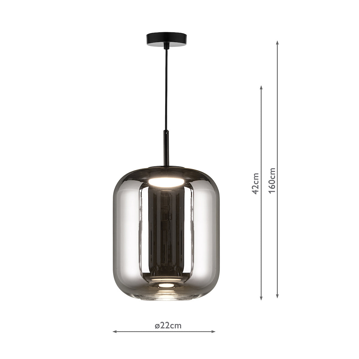 Dar Jurek Pendant Satin Black and Smoked Glass LED