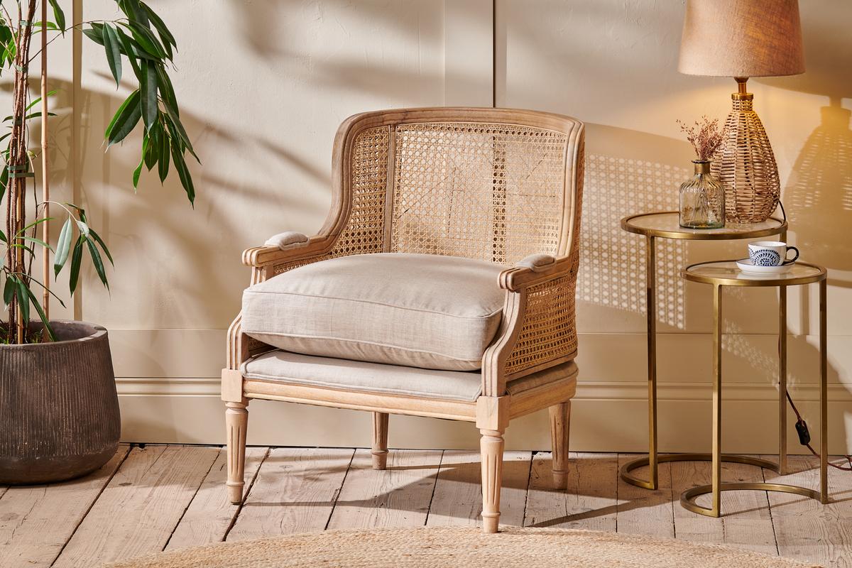 Nkuku Kaziria Cane & Linen Armchair Natural