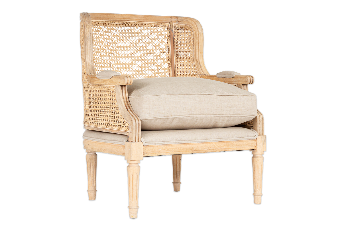 Nkuku Kaziria Cane & Linen Armchair Natural