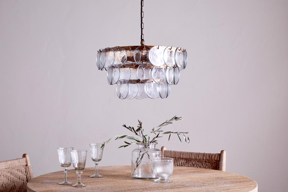 Nkuku Kagitha Recycled Glass Chandelier Clear Small