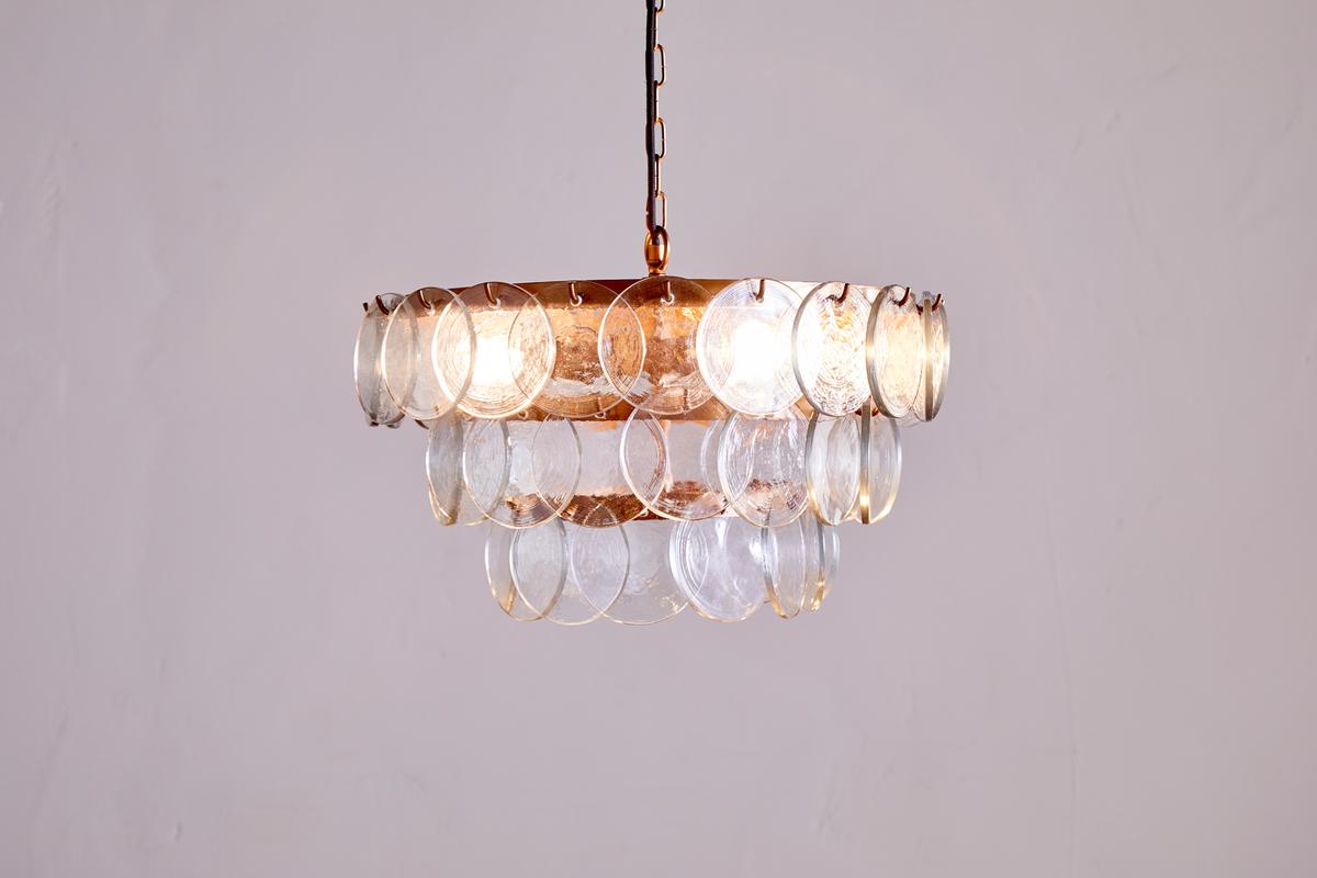 Nkuku Kagitha Recycled Glass Chandelier Clear Small