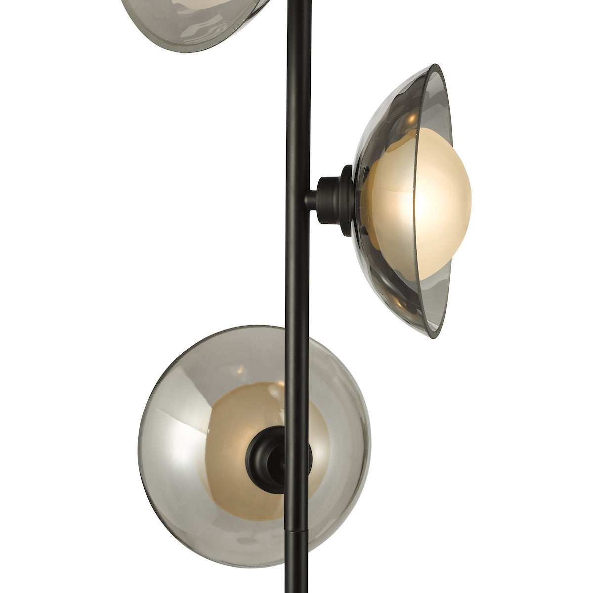 Dar Kadience 3 Light Floor Lamp Satin Black and Smoked Glass