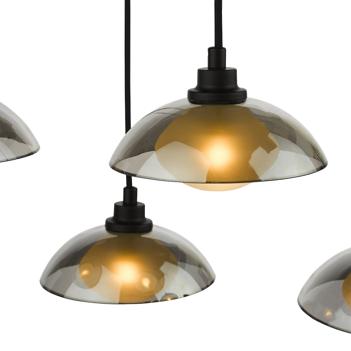 Dar Kadience 6 Light Bar Pendant Satin Black and Smoked Glass