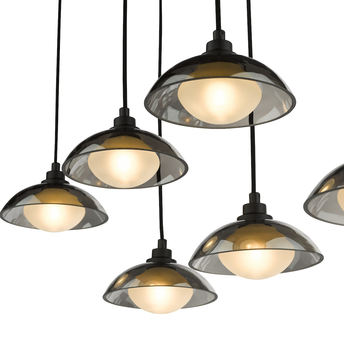 Dar Kadience 6 Light Bar Pendant Satin Black and Smoked Glass
