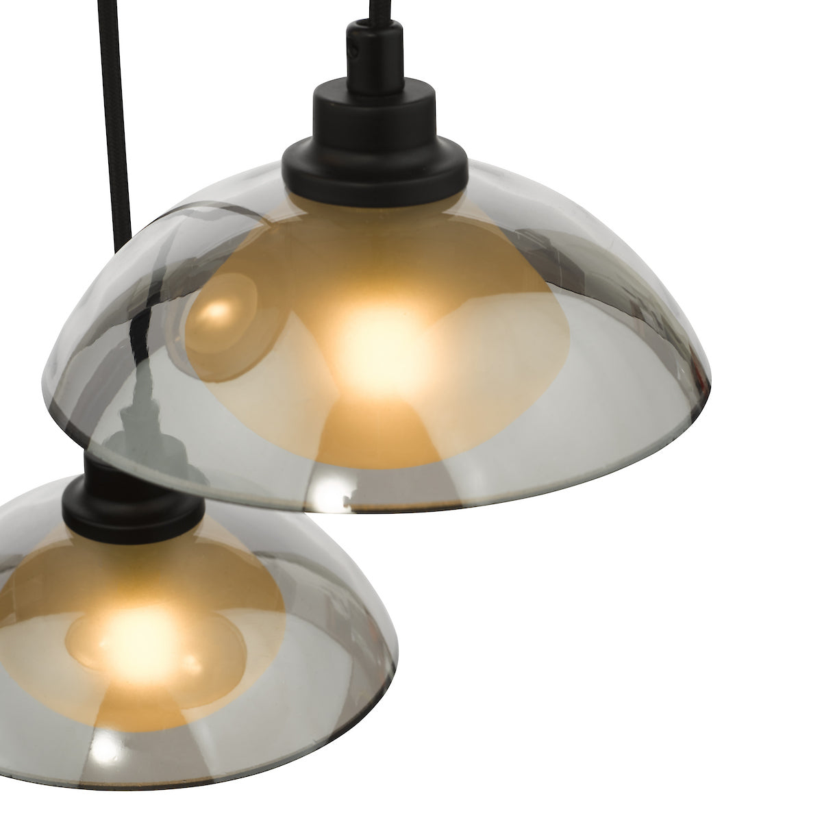 Dar Kadience 3 Light Cluster Pendant Satin Black and Smoked Glass