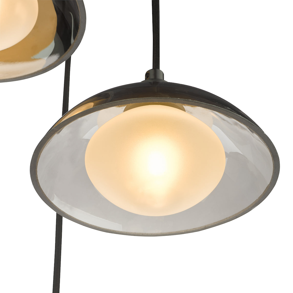 Dar Kadience 3 Light Cluster Pendant Satin Black and Smoked Glass
