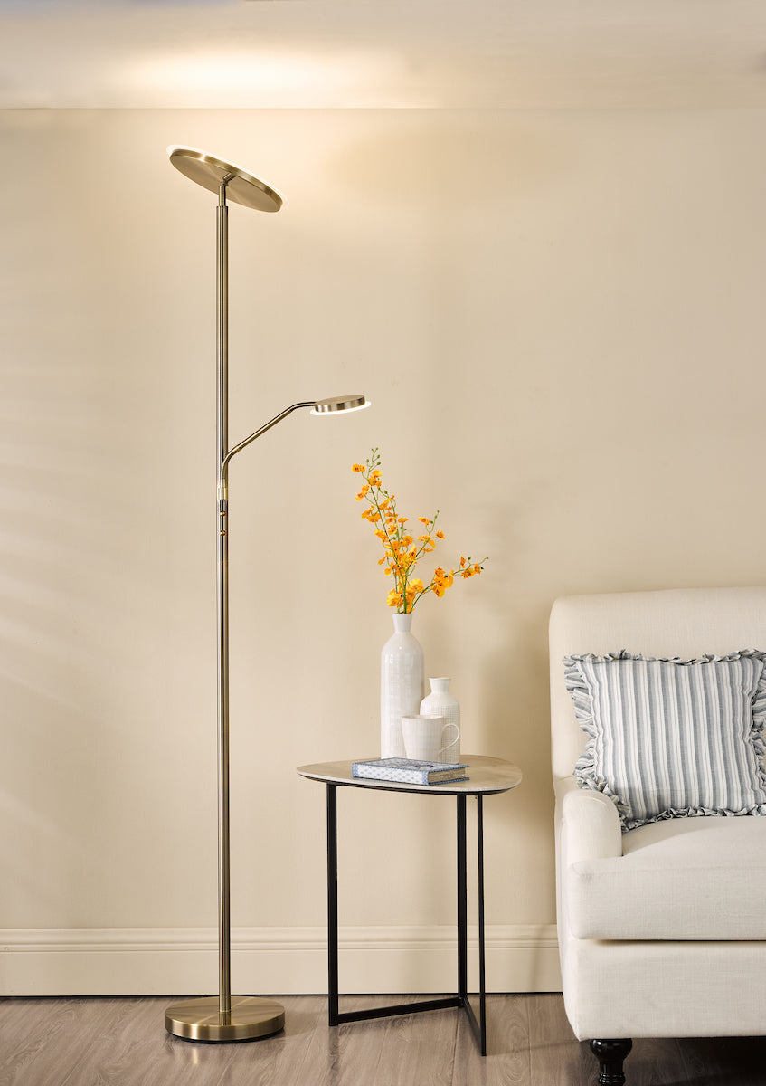 Dar Kamika Mother & Child Floor Lamp Antique Brass LED