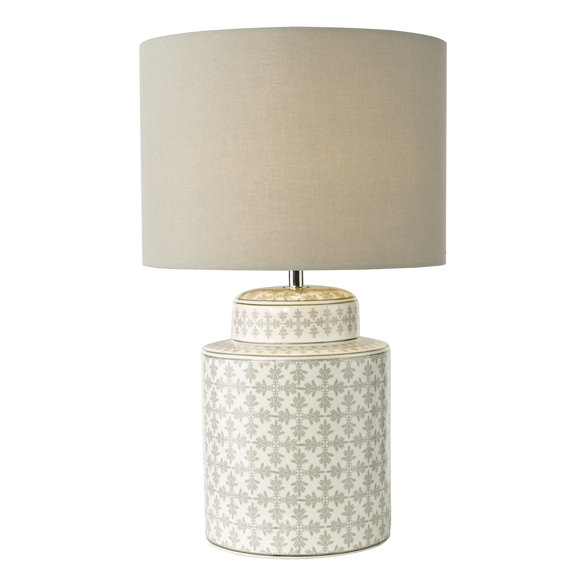 Dar Kedron Table Lamp Grey and Satin Chrome With Shade