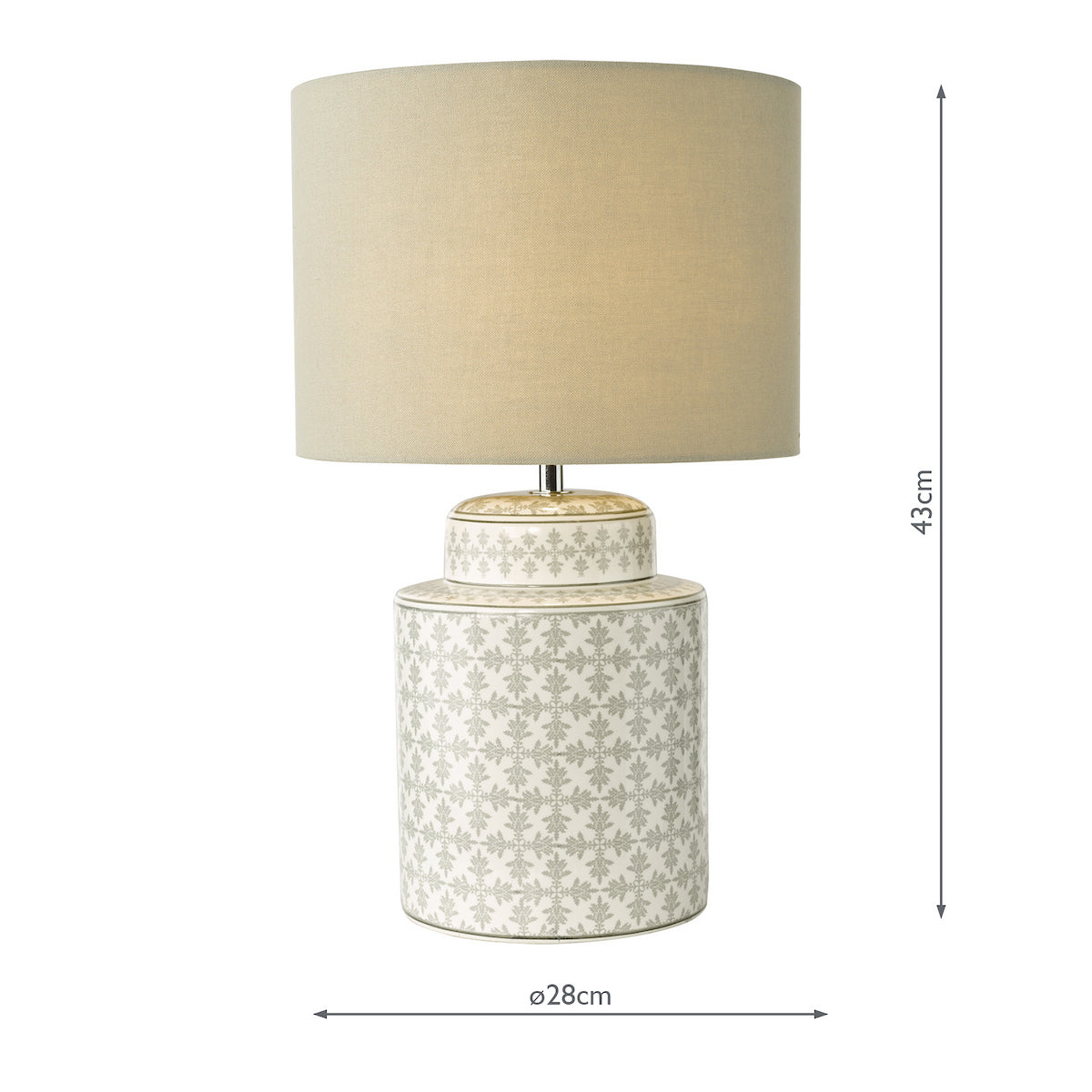 Dar Kedron Table Lamp Grey and Satin Chrome With Shade