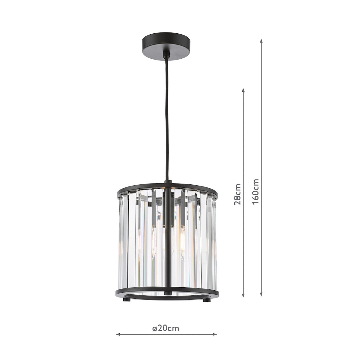 Dar Kiran Pendant Satin Black and Crystal