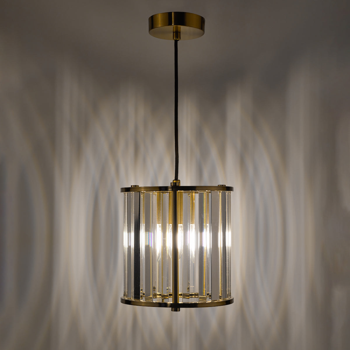 Dar Kiran Pendant Natural Brass and Crystal