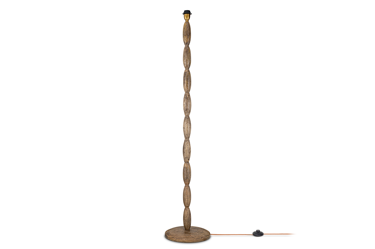 Nkuku Konali Mango Wood Floor Lamp Ash Stain