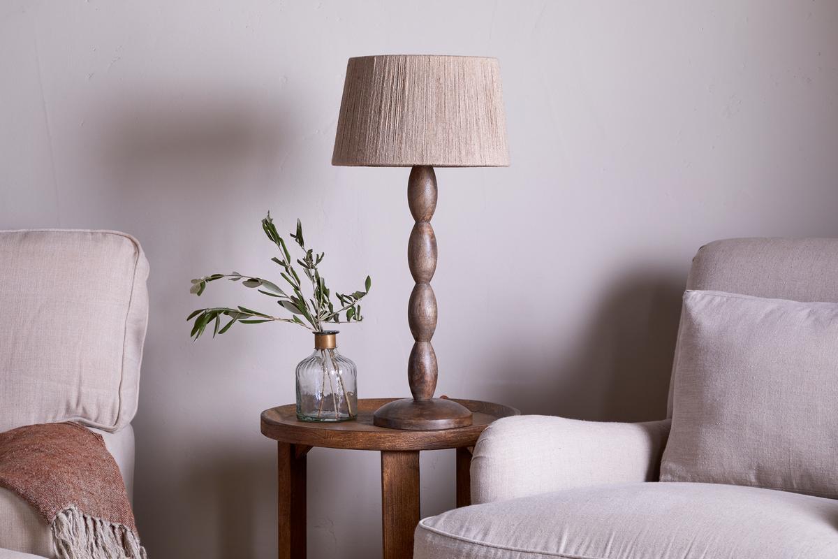 Nkuku Konali Mango Wood Table Lamp Ash Stain