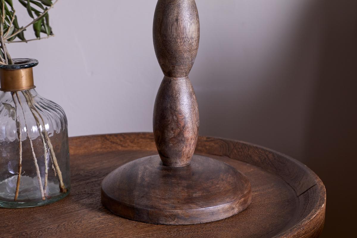 Nkuku Konali Mango Wood Table Lamp Ash Stain